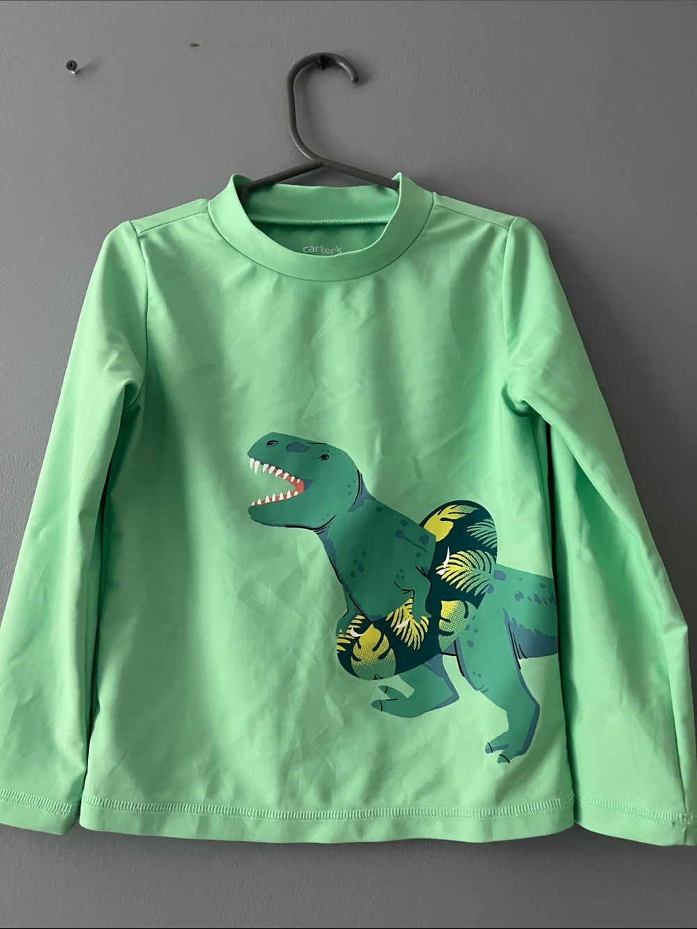 Carter's Mint Green Long-Sleeve Dino Swim Top